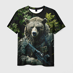 Мужская футболка Медведь солдат раненый