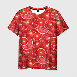 Мужская футболка Красные фрукты и ягоды