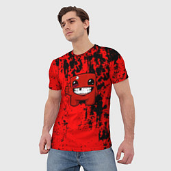 Футболка мужская Super Meat Boy краски, цвет: 3D-принт — фото 2