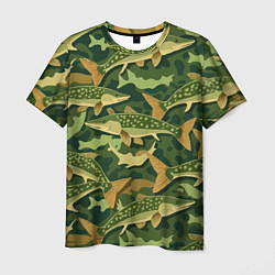 Мужская футболка Камуфляж рыболова - рыба щука