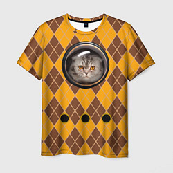 Мужская футболка Аргайл кот в переноске