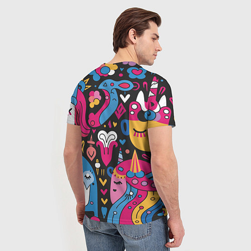 Мужская футболка Абстрактные единороги / 3D-принт – фото 4