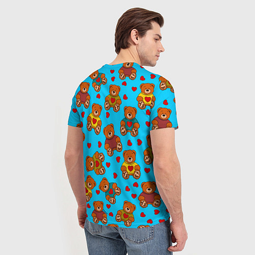Мужская футболка Мишки в цветных свитерах и сердечки / 3D-принт – фото 4