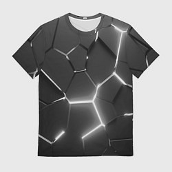 Мужская футболка Чёрные плиты разломы броня