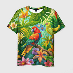 Мужская футболка Попугаи - экзотические птицы