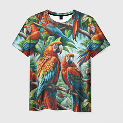 Футболка мужская Попугаи Ара - тропики джунгли, цвет: 3D-принт