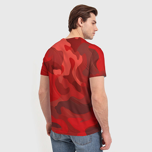 Мужская футболка Красный камуфляж крупный / 3D-принт – фото 4