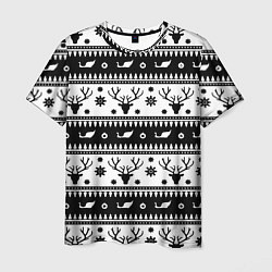 Мужская футболка Новогодний свитер с оленями