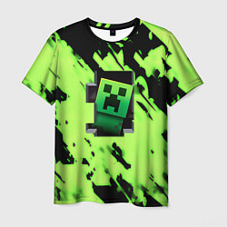 Мужская футболка Minecraft зеленый паттерн крипер