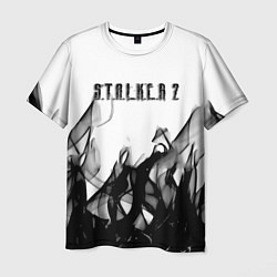 Мужская футболка Stalker 2 черный огонь абстракция