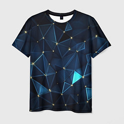 Мужская футболка Синие осколки из мелких абстрактных частиц калейдо