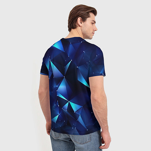 Мужская футболка Синие осколки из мелких абстрактных частиц / 3D-принт – фото 4