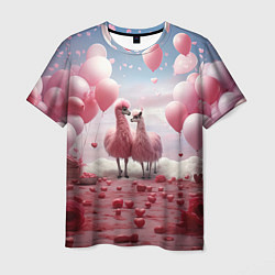 Мужская футболка Розовые влюбленные ламы