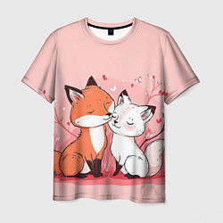 Мужская футболка Влюбленные милые лисички