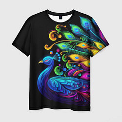 Мужская футболка Neon peacock - art