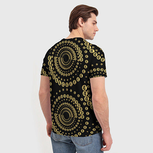 Мужская футболка Золотой Биткоин на черном / 3D-принт – фото 4