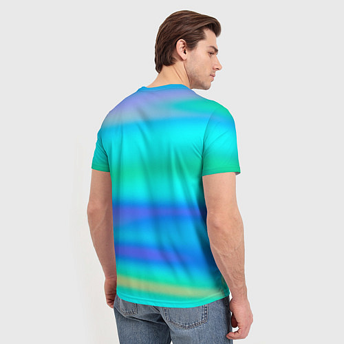 Мужская футболка Неоновые мягкие полосы через матовое стекло / 3D-принт – фото 4