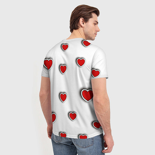 Мужская футболка Стикер наклейка медвежонок и сердце объемный рисун / 3D-принт – фото 4