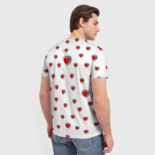 Мужская футболка Стикер наклейка мишка и сердце объемный рисунок / 3D-принт – фото 4