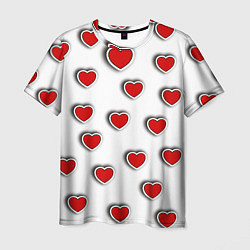 Мужская футболка Стикеры наклейки объемные сердечки
