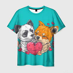 Мужская футболка Влюбленная собачка и лисичка