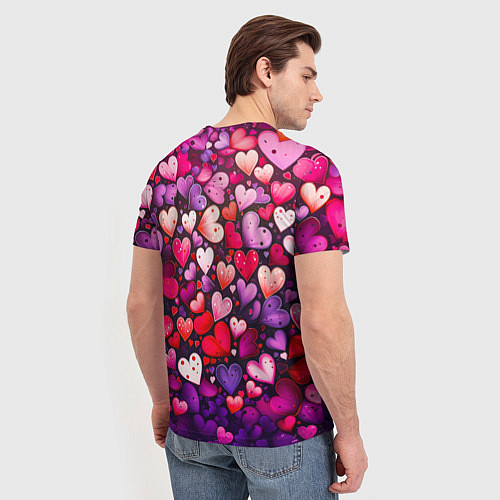 Мужская футболка Множество сердец / 3D-принт – фото 4