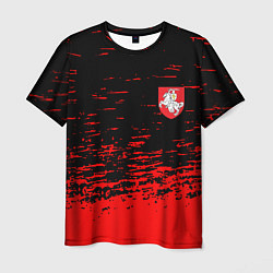 Мужская футболка Герб Белоруссии краски красные