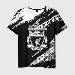 Мужская футболка Liverpool белые краски текстура