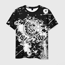 Мужская футболка Manchester City краски чёрно белые