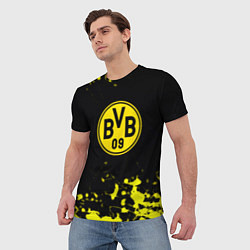 Футболка мужская Borussia краски жёлтые, цвет: 3D-принт — фото 2