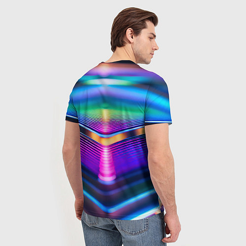 Мужская футболка Неоновые линии платформы / 3D-принт – фото 4