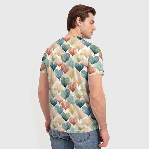 Мужская футболка Разноцветные нарисованные сердечки / 3D-принт – фото 4