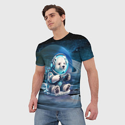 Футболка мужская Белый медвежонок кибер геймер, цвет: 3D-принт — фото 2