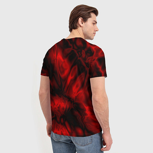 Мужская футболка Абстракция красный шёлк / 3D-принт – фото 4