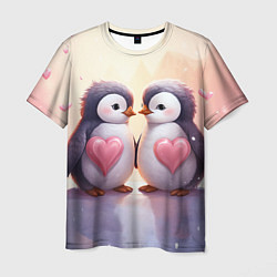 Мужская футболка Два влюбленных пингвина