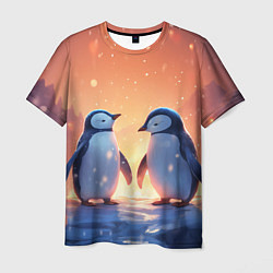 Мужская футболка Романтичная пара пингвинов