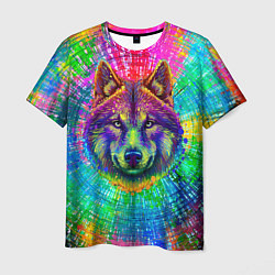 Мужская футболка Цветной волк