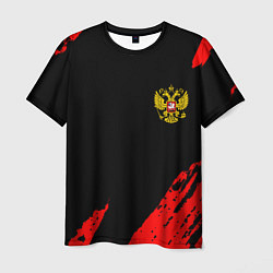 Мужская футболка Россия герб краски красные