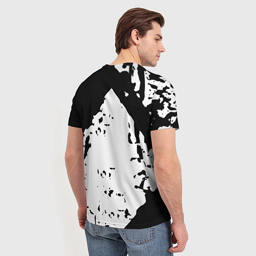 Мужская футболка Чёрно белые краски / 3D-принт – фото 4