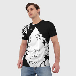 Футболка мужская Чёрно белые краски, цвет: 3D-принт — фото 2