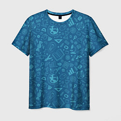 Мужская футболка Школьный синий паттерн