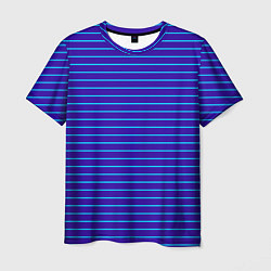 Мужская футболка Неоновые линии циан на темно синем