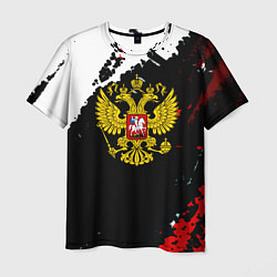 Мужская футболка Россия герб текстура краски