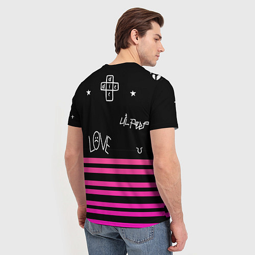 Мужская футболка Lil Peep розовые полосы / 3D-принт – фото 4