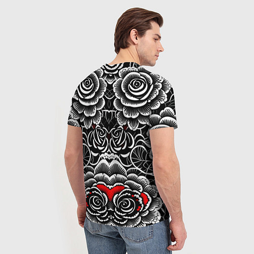 Мужская футболка Серые паттерны цветы / 3D-принт – фото 4