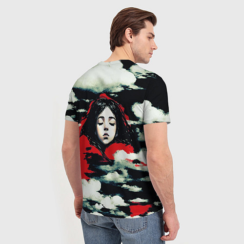 Мужская футболка Девушка мечтающая в облаках / 3D-принт – фото 4