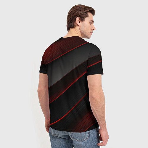 Мужская футболка Красная абстракция с черными линиями / 3D-принт – фото 4
