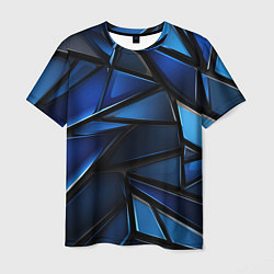 Мужская футболка Синие объемные геометрические объекты
