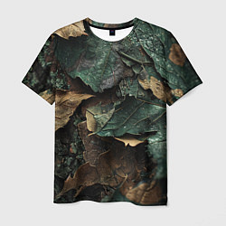 Мужская футболка Реалистичный камуфляж из листьев