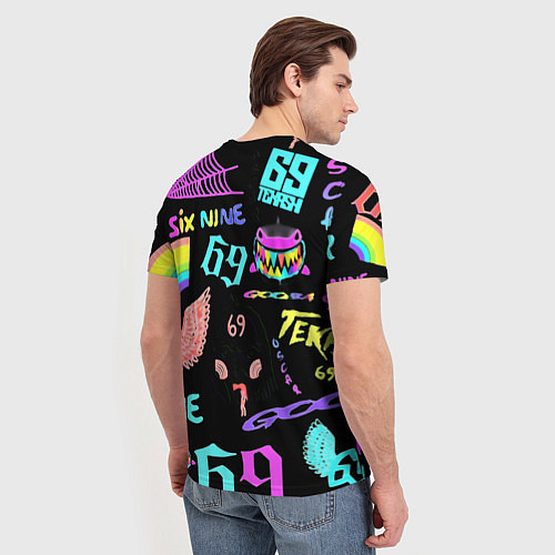 Мужская футболка 6ix9ine logo rap bend / 3D-принт – фото 4